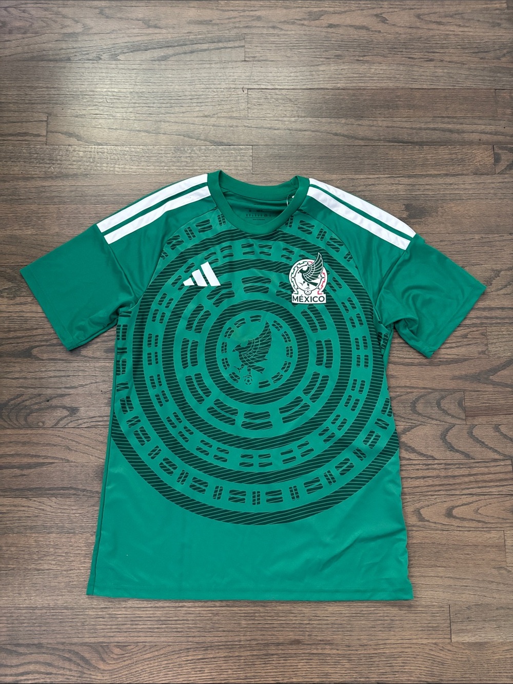 adidas Green Mexico Graphic Soccer Jersey with White Stripes